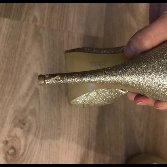 Gold glitter platform sandals slingback - Picture 5 of 7